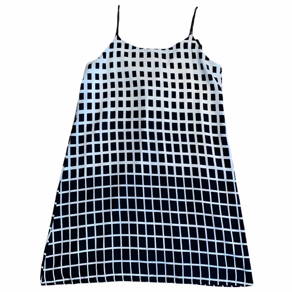 Rachel Kate Black White Bow Spaghetti Strap Dress sz L